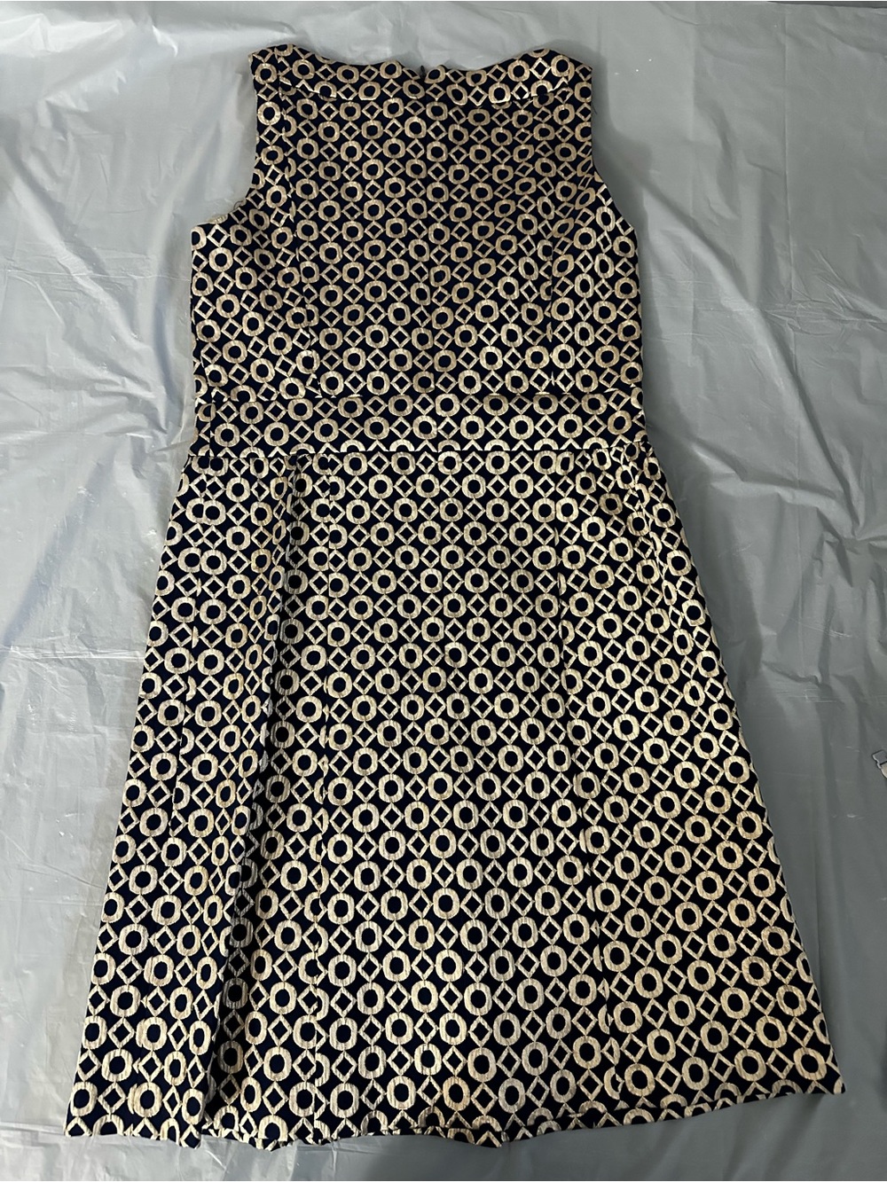 Ralph Lauren Navy Dress with Gold Geometric Print - Picture 2 of 5